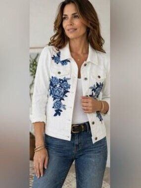Dianne GIlman Embroidered White Jacket